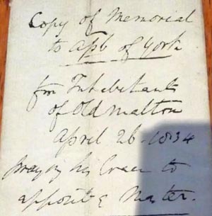Letter from Malton inhabitants to the Archbishop of York