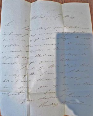 Letter from Sir Eardley Wilmot