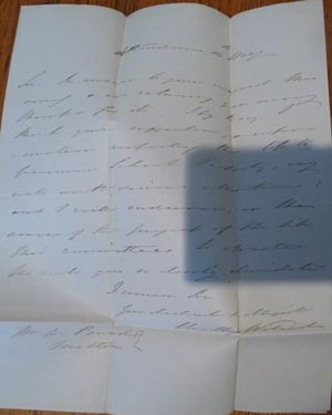 Letter from Sir Eardley Wilmot